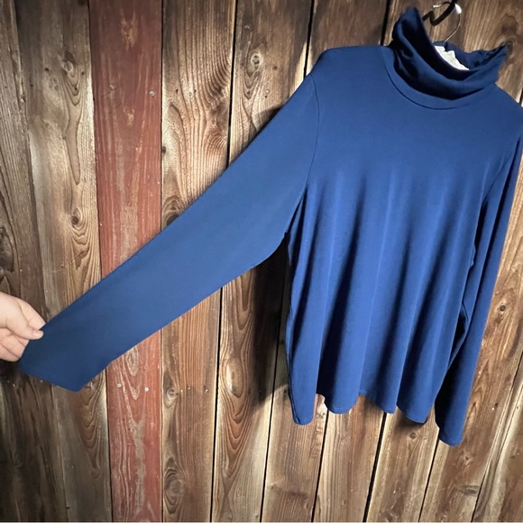 Eileen Fisher Navy Cozy Lagenlook Scrunch Neck Turtleneck Modest Business Sz XL - Picture 7 of 13